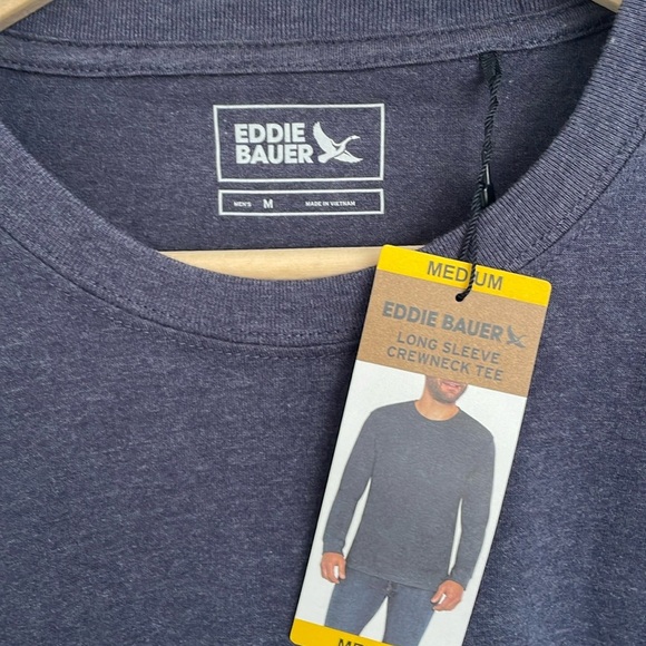NWT Eddie Bauer Blue Long Sleeve Tee Comfortable Crew Neck size M - Picture 2 of 5